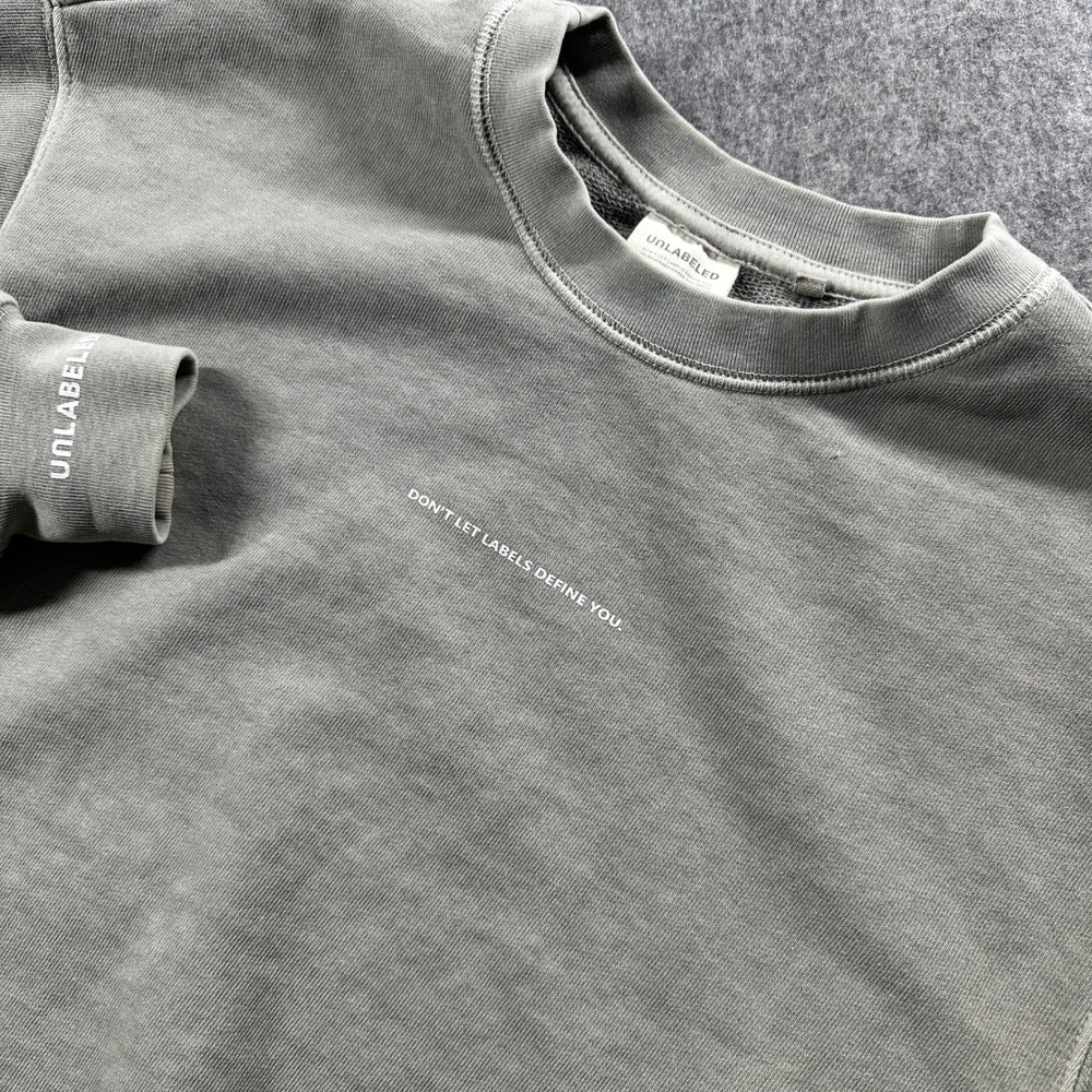 Unlabeled Crewneck Sweatshirt Unisex Small Green Mineral Wash Graphic Streetwear
